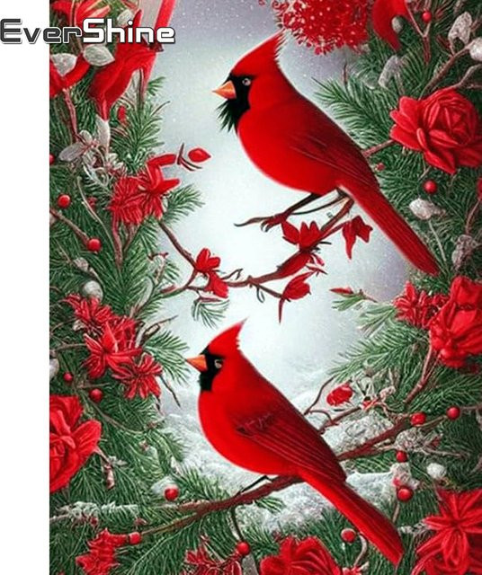 Evershine Diamant-Malerei Vogel- und Blumenmotiv als Bastelset mit Strasssteinen in Multicolour, B/H: 30 x 20 cm - Bild 1