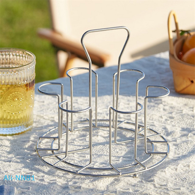 Metall- und Glas-Becherregal in Silber als Organizer und Abtropfhalter für Wasserbecher - Bild 1