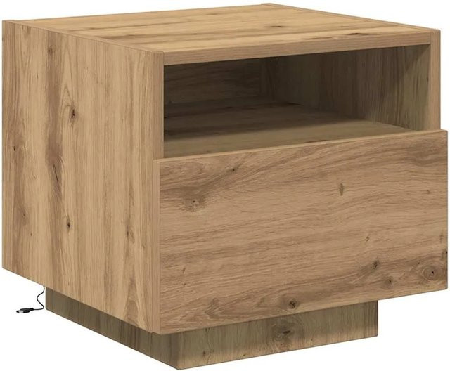 vidaXL Nachttisch Eiche Modern mit integrierter Beleuchtung, Farbe: Braun, B/T/H: 39 x 40 x 37 cm - Bild 1