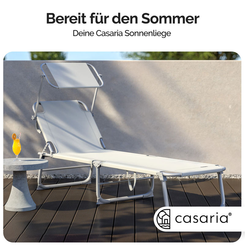 CASARIA Gartenliege Hawaii in Beige mit Sonnen canopy aus Alu und Stahl, B/T/H: 190 x 60 x 30 cm - Bild 2