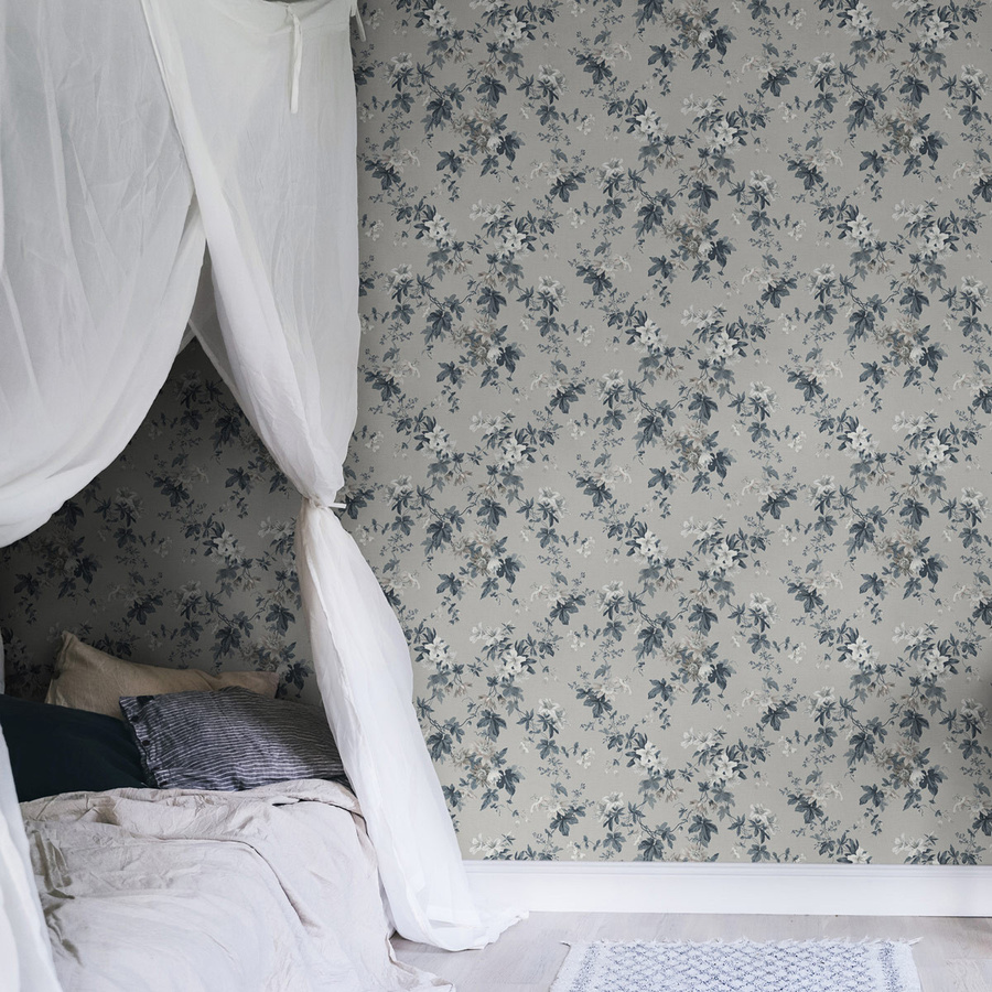 Sandberg Mural Sandra Tapete in Sandstone mit floralem Design in Beige und Grau - Bild 1