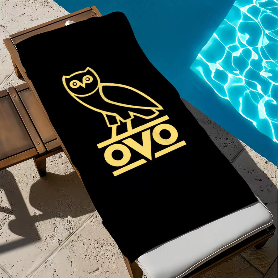 O-OVO Handtuch aus Mikrofaser mit Eulen-Grafik, schnell trocknend, Schwarz - Bild 5