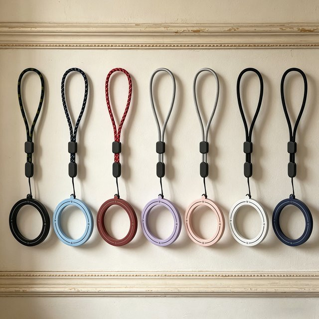 QGhappy Magnetischer Handy-Ring-Lanyard für MagSafe in Blau – Verstellbares Anti-Sturz-Handyband mit Charm für iPhone, Samsung und Xiaomi - Bild 1