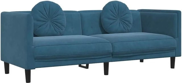 vidaXL 3-Sitzer Sofa aus blauem Samt mit Kissen im modernen Design, B/T/H: 193,5 x 77,0 x 70,0 cm - Bild 1