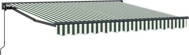 vidaXL Markise mit Semi-Cassette in Grün, Weiß und Schwarz aus Polyester und Aluminium, B: 300 cm, T: 250 cm - Bild 1