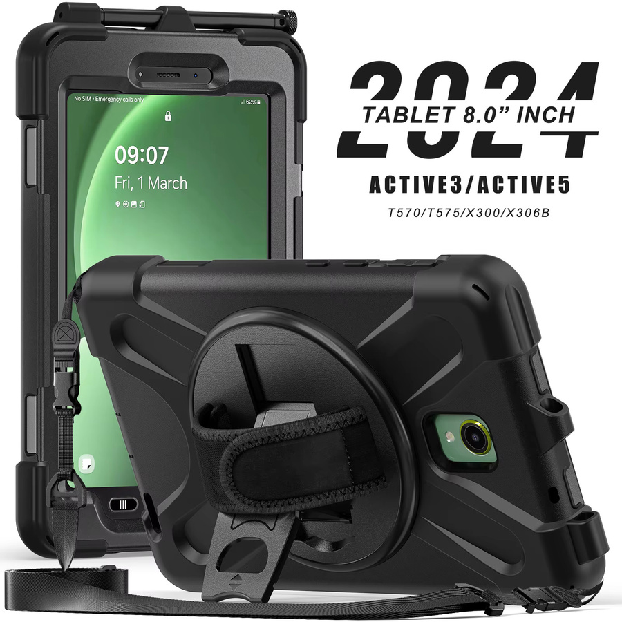 AJIUYU Stoßfeste Schutzhülle für Samsung Galaxy Tab Active 3 8,0 Zoll SM-T570 in Schwarz mit Ständerfunktion - Bild 7