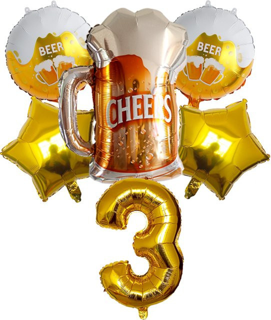 KUKUZHU Goldstern Zahlen Luftballons für Bier Party und Geburtstagsfeier, 6 Stück, Höhe: 81,28 cm - Bild 1