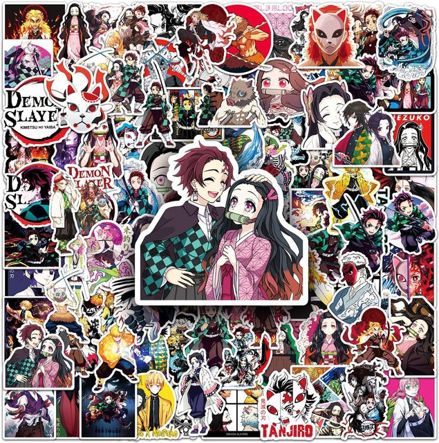 100 Stück Demon Slayer Anime Aufkleber Kimetsu No Yaiba Yuukaku-hen Graffiti Vinyl-Sticker von Bandai, Mehrfarbig - Bild 1