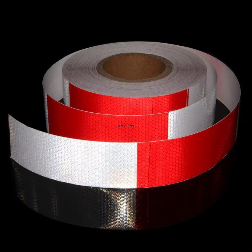 Reflektierendes Warnband Satop Cinta in Weiß und Rot, Breite: 5 cm, Länge: 50 m - Bild 2
