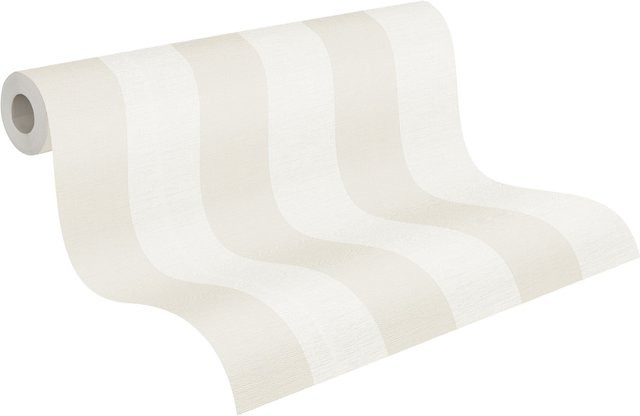A.S. Création Vliestapete Liberté in Weiß und Beige mit Streifen, matt und leicht strukturiert, B/H: 53 x 1005 cm - Bild 1