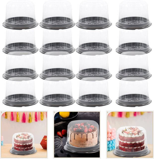 20 Stück Binchi Outdoor Product Kunststoff-Verpackungskartons für Kuchen und Desserts in Schwarz - Bild 1