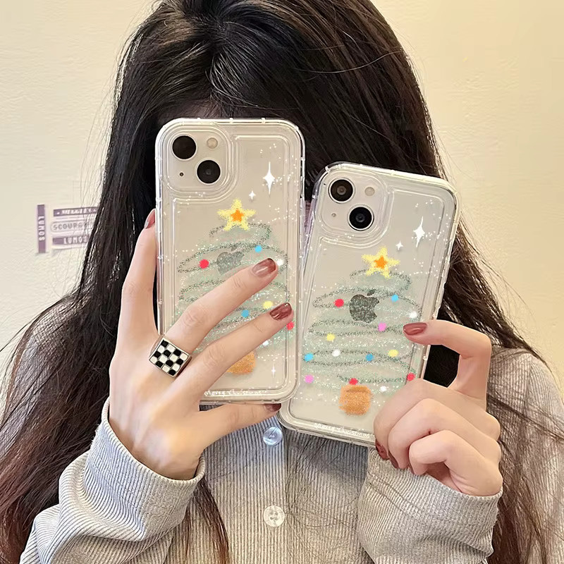 Caynes Stoßfeste Silikon Handyhülle mit Baum-Stern-Design für iPhone 11 bis iPhone 17 Pro Max, Transparent - Bild 2