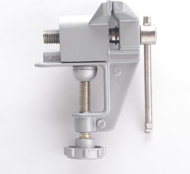 PHYUN-autoparts Mini-Tischschraubstock mit Drehverriegelung aus Aluminium in Weiß und Silber - Bild 1