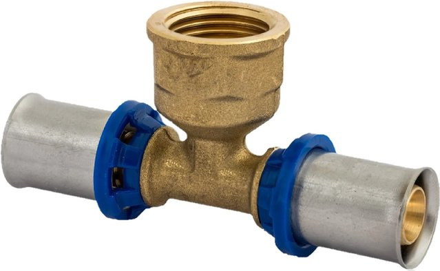 Kirchhoff MS-T-Stück Pressfitting für MSVR Blank aus Messing 3/4 Zoll IG x 20 mm - Bild 1