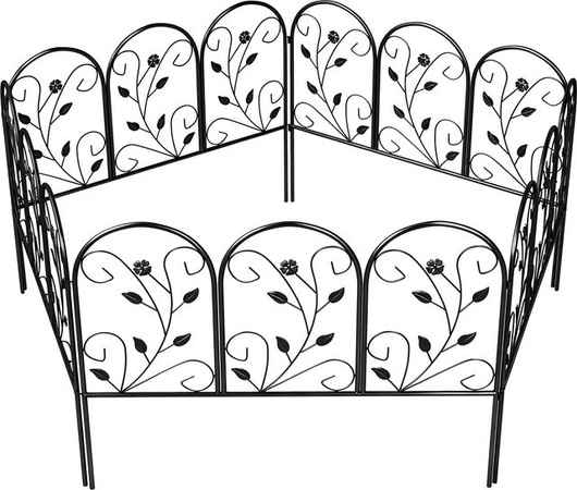 Outsunny Dekorativer Metall-Gitterzaun mit Oberbogen als Hundezaun und Landschaftszaun für Garten und Blumenbeete, Schwarz, B: 80 cm, H: 60 cm