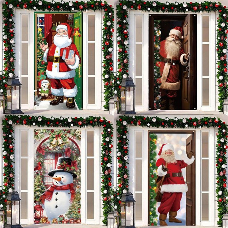 Hängende Weihnachtsflagge für Veranda und Tür als Dekoration, rot, rechteckig aus Textil - Bild 1