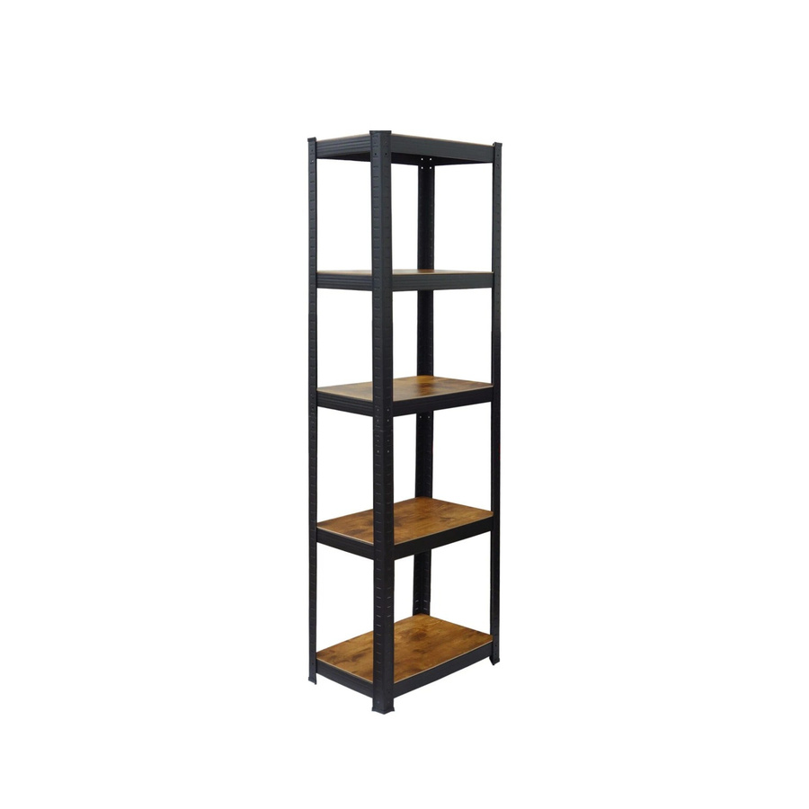 Relaxdays Schwerlastregal im Industrial-Chic aus Stahl, MDF und Kunststoff, Schwarz und Braun, H x B x T: 180 x 50 x 30 cm - Bild 2