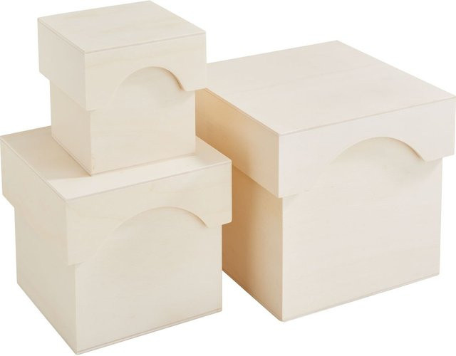 VBS Holz-Stapelboxen in Beige und Weiß - Bild 1