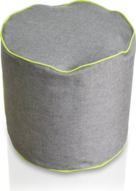 Kinzler Hocker rund in Leinenoptik mit Neon-Piping, Apfelgrün - Bild 1