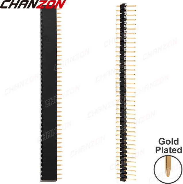 CHANZON 40-polige Stiftleiste einreihig vergoldet mit männlichen und weiblichen Steckverbindern 2,54 mm für Arduino und Leiterplatten - Bild 1