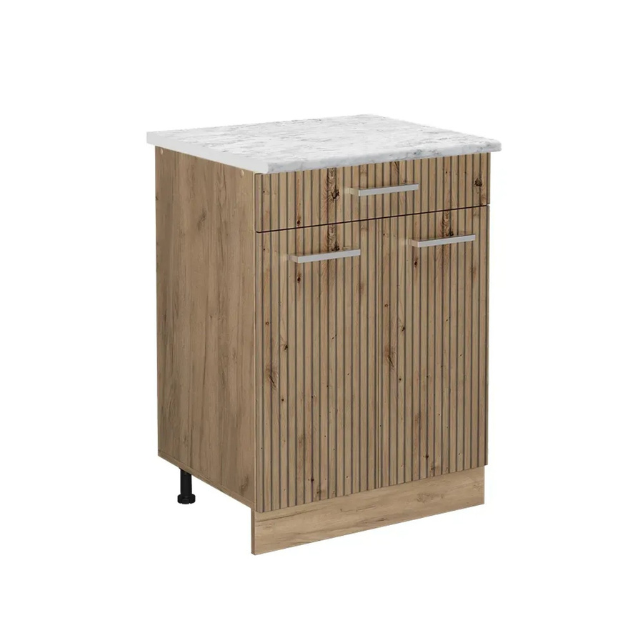 Vicco Küchenunterschrank R-Line Artisan-Eiche/Goldkraft Eiche mit Marmor-Optik, B/T/H: 60 x 60 x 81,6 cm - Bild 2