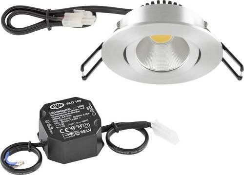 EVN PC20N61440 LED-Einbauleuchte in Silber, 6W, rund, Aluminium - Bild 1