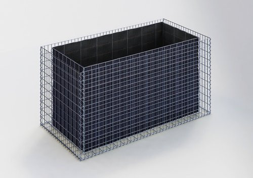 Gabiona eckiges Gabionen-Hochbeet aus galvanisiertem Stahl in Silberfarben, B/T/H: 200 x 100 x 100 cm - Bild 1
