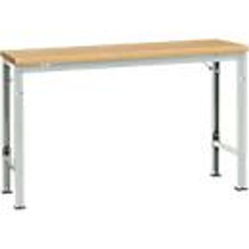 Manuflex UNIVERSAL Spezial Arbeitstisch mit höhenverstellbarem Gestell aus Stahl, Multiplex Buche natur, Lichtgrau, B/T: 150 x 80 cm - Bild 2