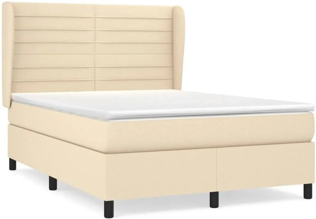 vidaXL Boxspringbett mit Matratze in Beige, Hybrid-Design mit Taschenfederkern, B/T: 140 x 200 cm - Bild 1