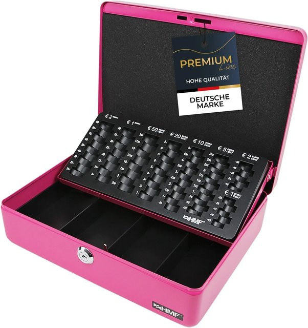 HMF Geldkassette mit Münzzählbrett in Pink, B/T/H: 30 x 24 x 9 cm - Bild 1