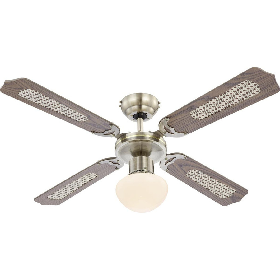 GLOBO Deckenventilator Champion Eiche Weiß mit Beleuchtung und Zugketten, H: 42 cm, Durchmesser: 106 cm - Bild 1