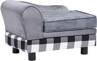 VidaXL Hundesofa aus Holz mit grauem Stoffbezug, abnehmbarem Bezug und rutschfester Unterseite - Bild 1