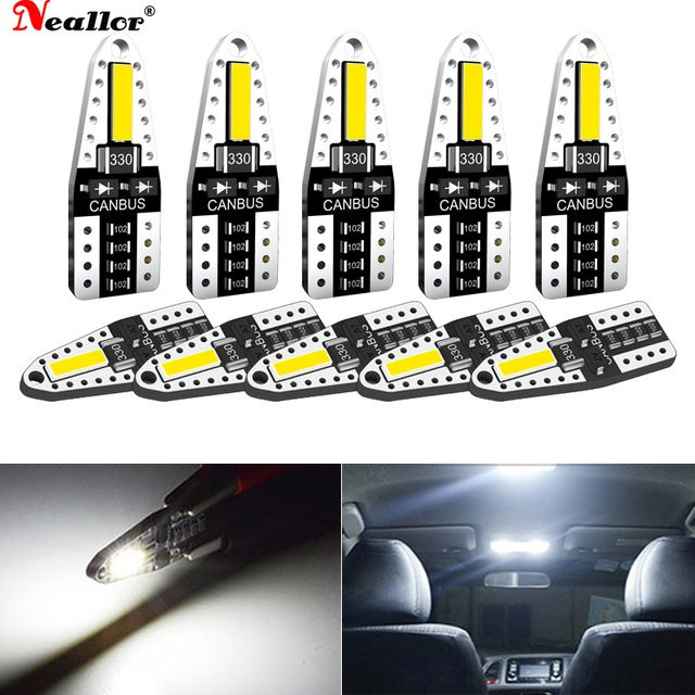 Neallor 10er Set W5W LED T10 Lampen Canbus für Parkplatz, Positionslicht, Innenraum und Dome-Licht, 12V, Weiß 6500K - Bild 1