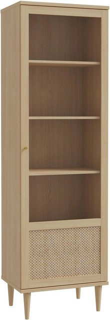 Premium Living Vitrine Calasetta in Eichefarben und Beige mit Glastüren und Regalböden, H x B x T: 198,5 x 60,4 x 41,4 cm - Bild 1