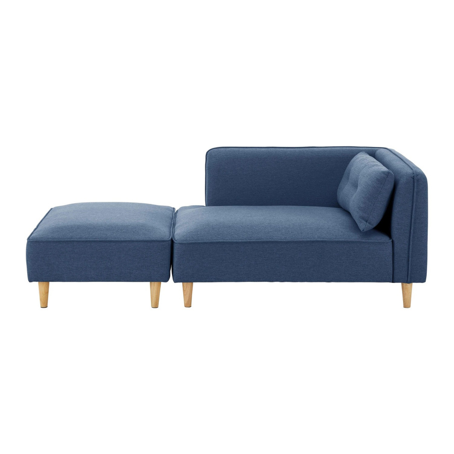 Bessagi Home Sofa Fanny L-Form in Blau mit Leinenoptik, Hocker und Dekokissen - Bild 2
