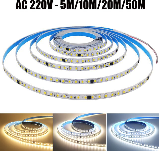 HEGEHE LED-Streifen SMD 2835 mit 120 LEDs/m, IP44, AC 220V, CCT flexibel, Weiß, für Heimdekoration - Bild 1