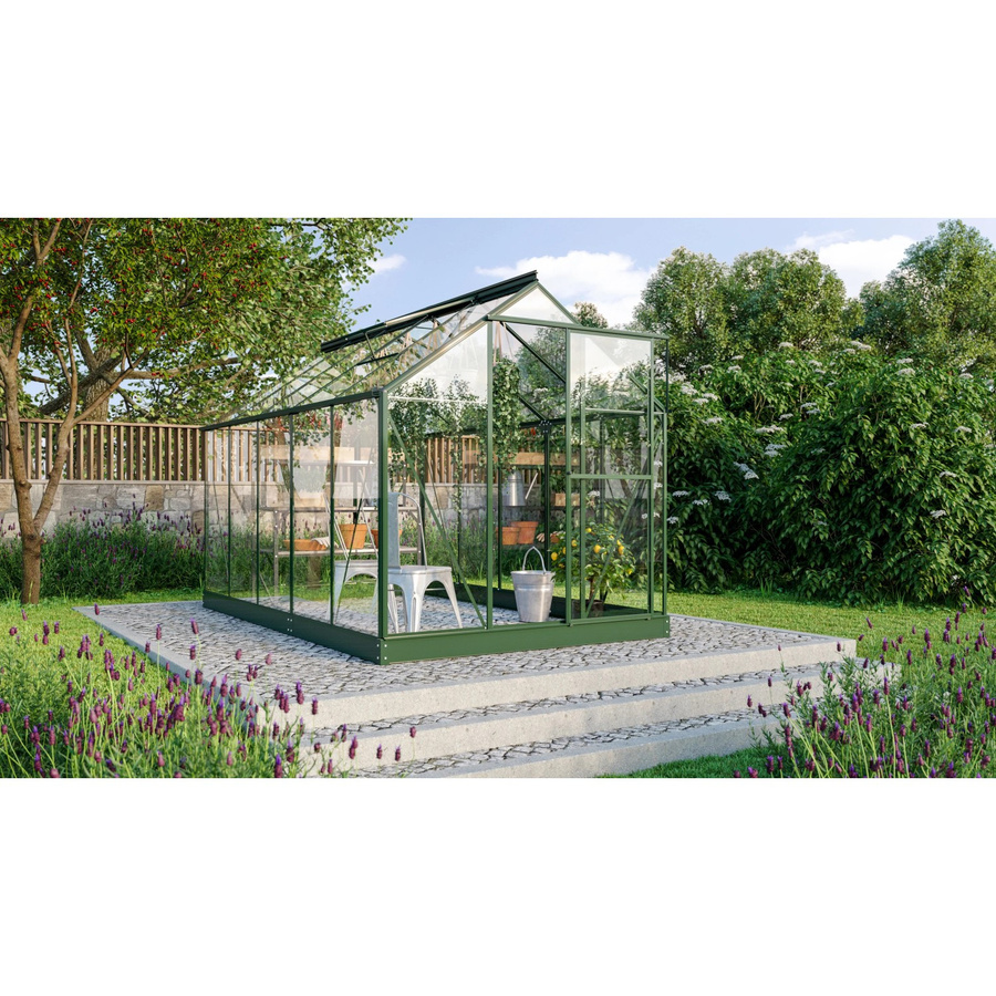 Vitavia Gewächshaus Triton 6200 in Smaragdgrün mit Sicherheitsglas, Aluminiumrahmen und Fundament, 6,2 m² - Bild 2