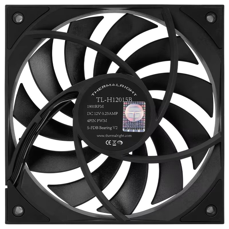 Thermalright TL-H12015 Gehäuselüfter für Computer mit S-FDB V2-Lager in Schwarz-Weiß, B/T/H: 12 x 12 x 1,5 cm - Bild 4