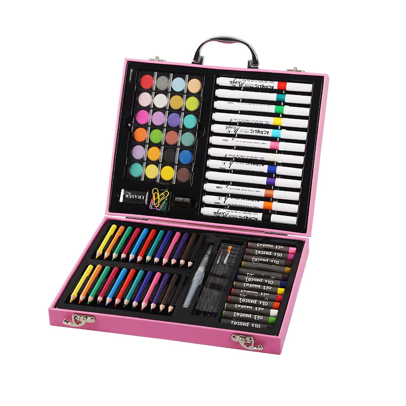 88-teiliges Acryl-Marker Set mit Aquarellstiften und Pinseln in Mehrfarben für Schule und Hobby - Bild 3