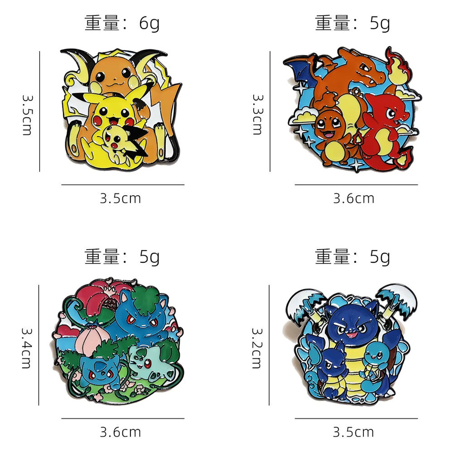 Bandai Pokémon Emaille-Pins Pikachu Bulbasaur Charizard Blastoise, 4-teiliges Set - Bild 2