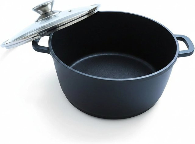 Relaxdays Schmortopf aus Aluminiumguss in Schwarz mit Glasdeckel und Antihaftbeschichtung Ø 24 cm - Bild 1