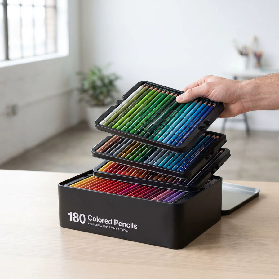 Professionelles Buntstift-Set mit 180 Farben für Kunstzeichnung und Skizzieren, ungiftige Öl-Buntstifte in Multicolour - Bild 2