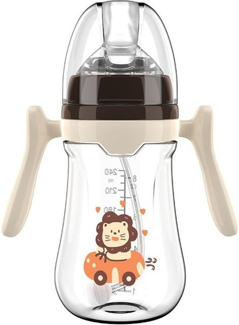 Shenjun Babyflasche aus Silikon mit Trinkhalm, Tragbarer Trinkbecher mit weitem Flaschenhals, 240 ml - Bild 1