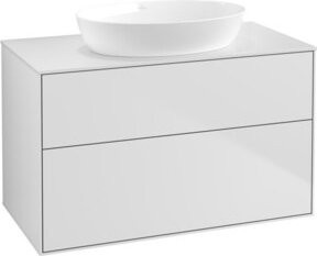V&B Waschtischunterschrank Finion mit Wandbeleuchtung in Weiß lackiert, B: 100 cm, T: 50,1 cm - Bild 1