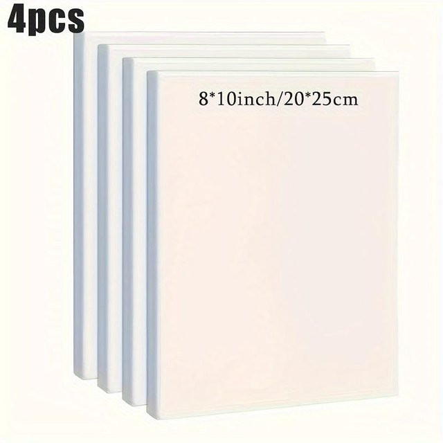 4er-Pack SZ-Damai Leinwände aus 100 % Baumwolle, weiß, dreifach grundiert, B/H: 20,3 x 25,4 cm - Bild 1