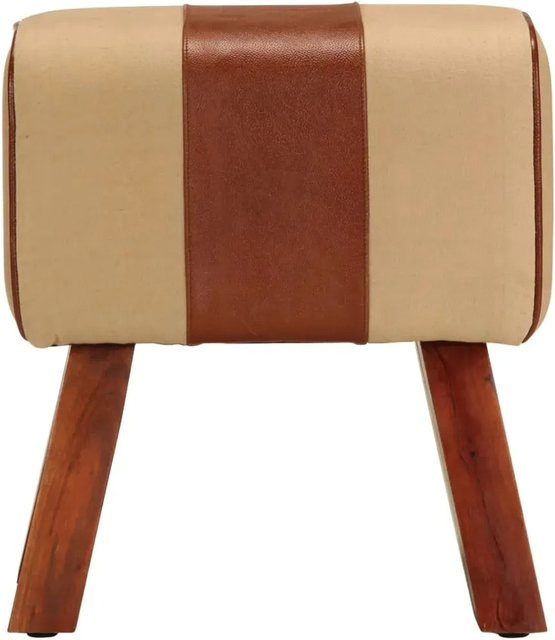 vidaXL Sitzbank im Turnbock-Design aus Mango-Massivholz und echtem Leder in Braun - Bild 1