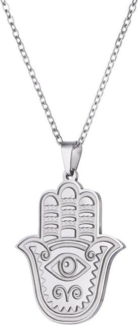 Halskette Fatima Hand Nazar Anhänger, Edelstahl, Silber, Damen, 52 cm - Bild 1