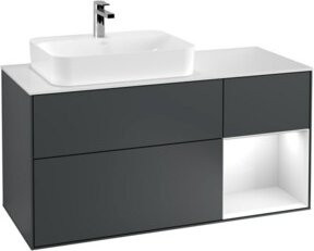 V&B Waschtischunterschrank Finion in Mattblau lackiert, Breite: 120 cm, Tiefe: 50,1 cm, Höhe: 50,1 cm - Bild 1