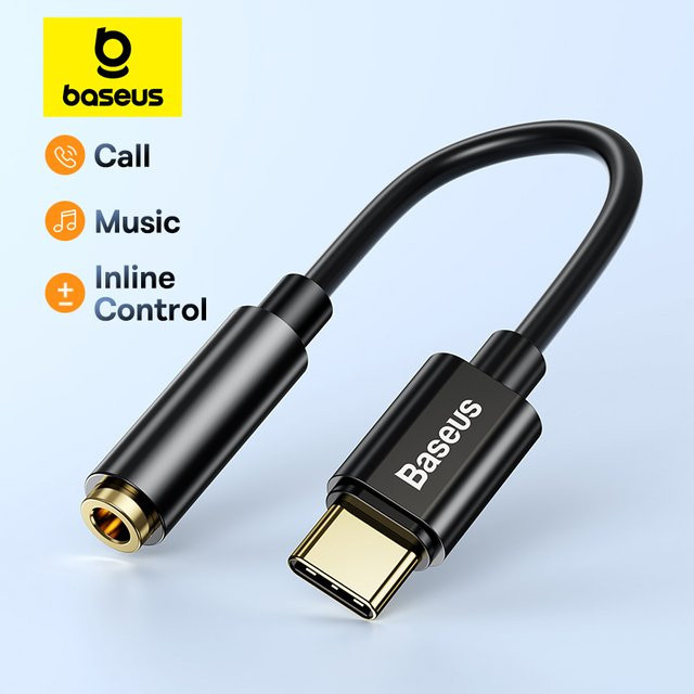 Baseus USB-C auf 3,5 mm Klinke Audio-Adapter für Kopfhörer in Schwarz oder Grau - Bild 1