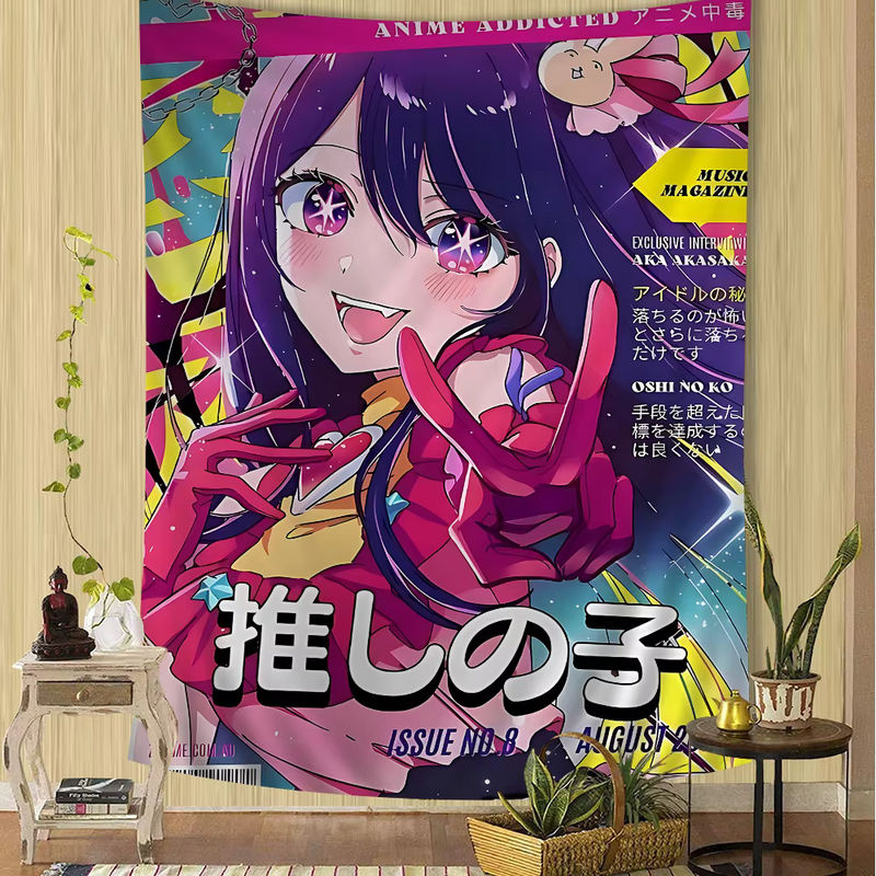Potdemiel Wandteppich Oshi No Ko Anime Mandala Wandbehang im Bohemian Stil, Multicolor - Bild 3